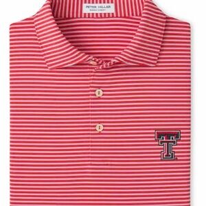 Peter Millar Texas Tech Red and White Striped Polo